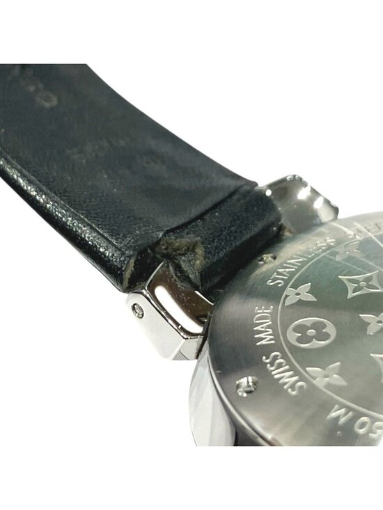 Louis Vuitton Tambour Watch SS Leather Quartz Silver Dial main image 7